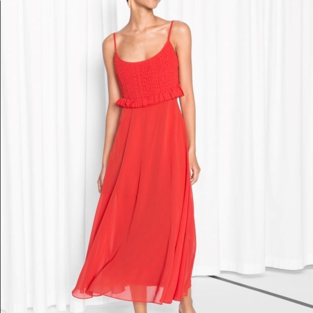 & Other Stories Red Midi Braided Dress